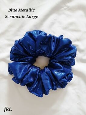 Blue Metallic Scrunchie Large Hairtie